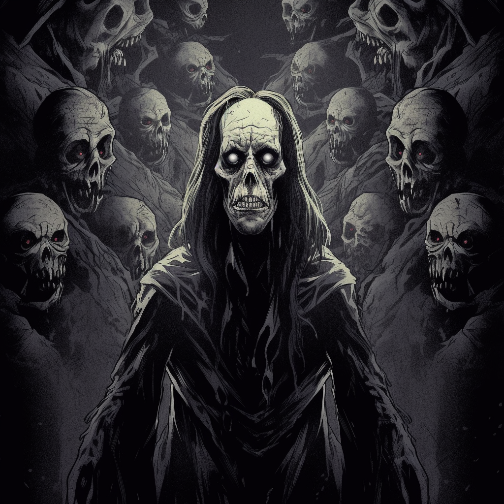 Spooky horror art illustration on poster template