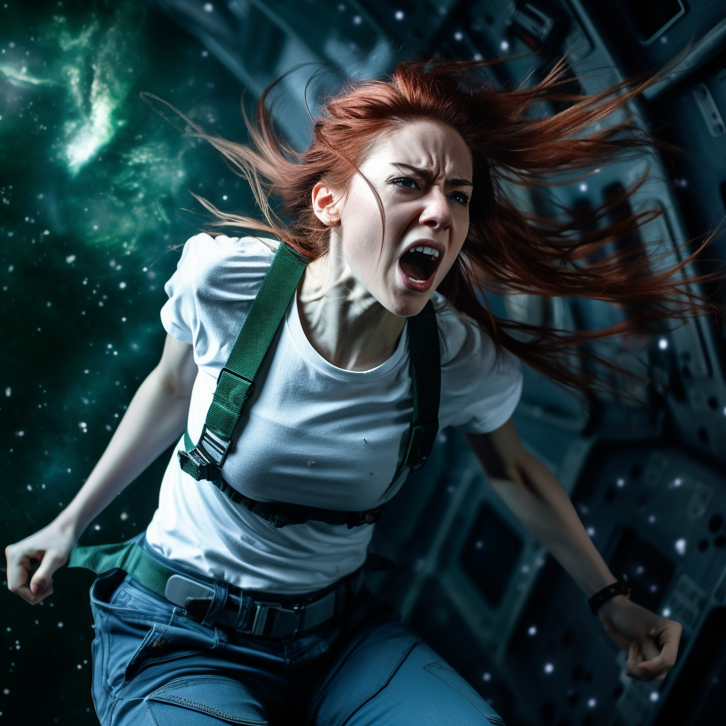 Horror zombie girl with green skin
