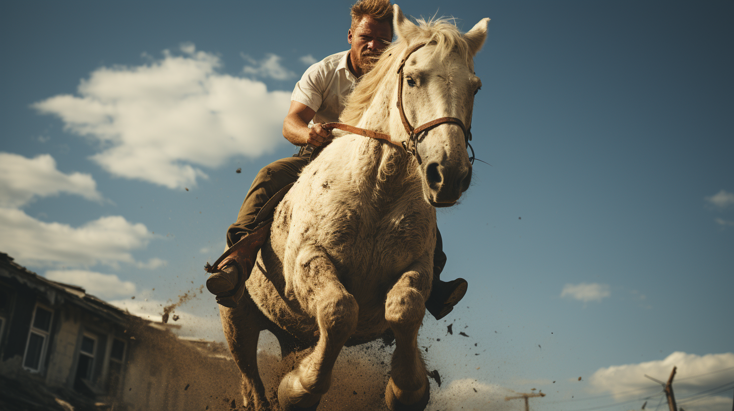 Skilled performer showcasing horse acrobatics