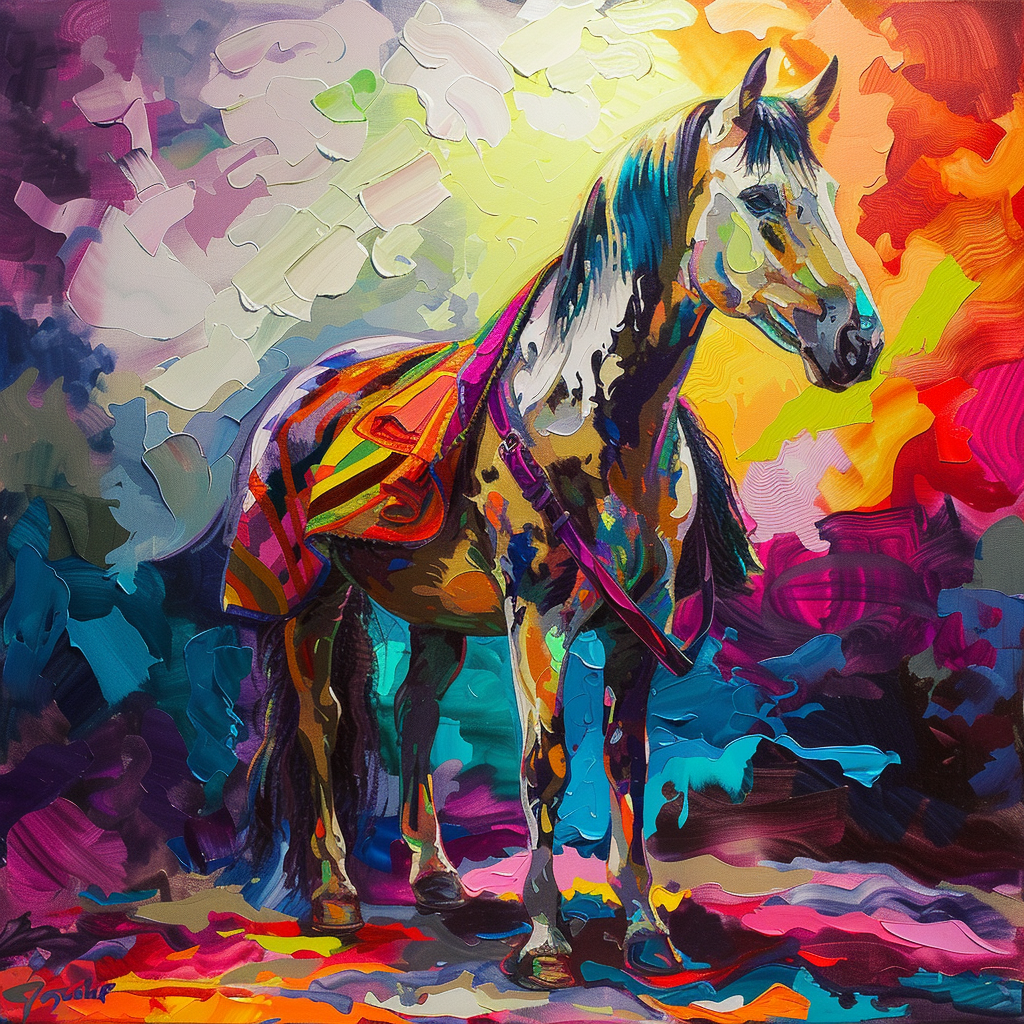 Horse with Blanket Colorful Background