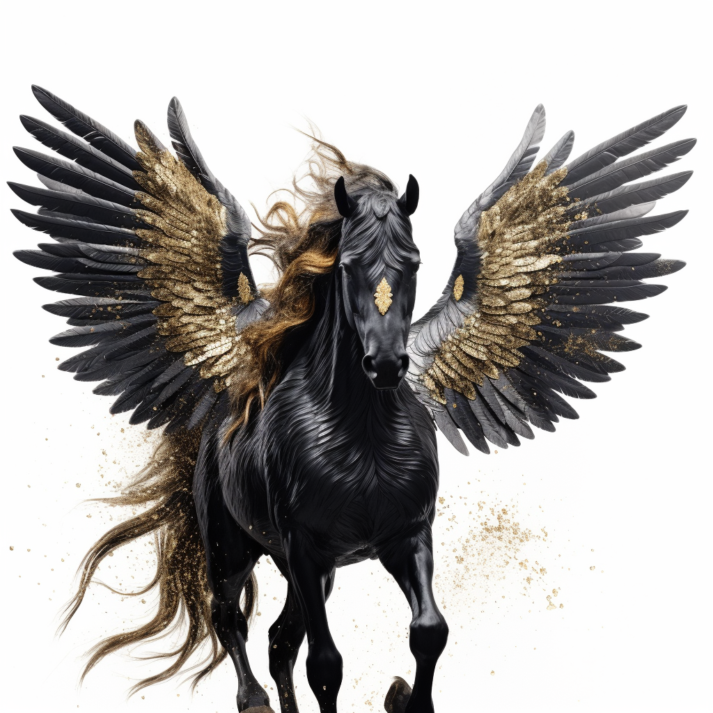 Horse with Glitter Accessories and Black Wings