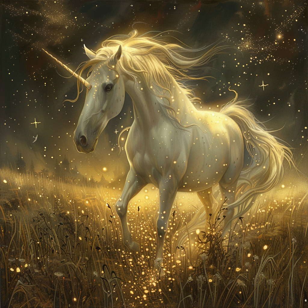 Magical horse with gold arcanic