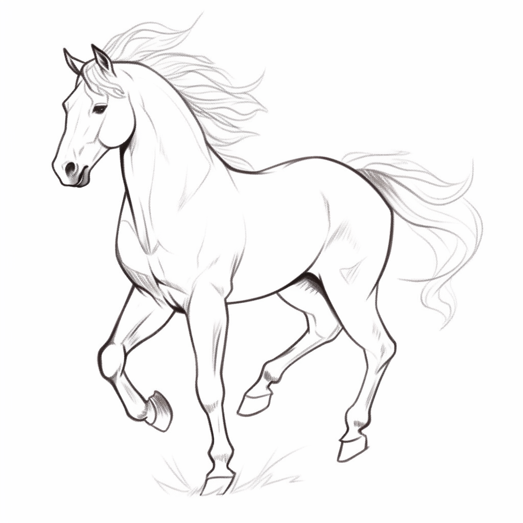 Horse sketch in line art style