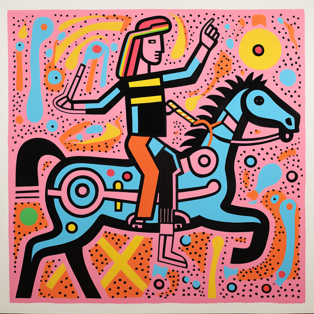 Vibrant horse and rider art