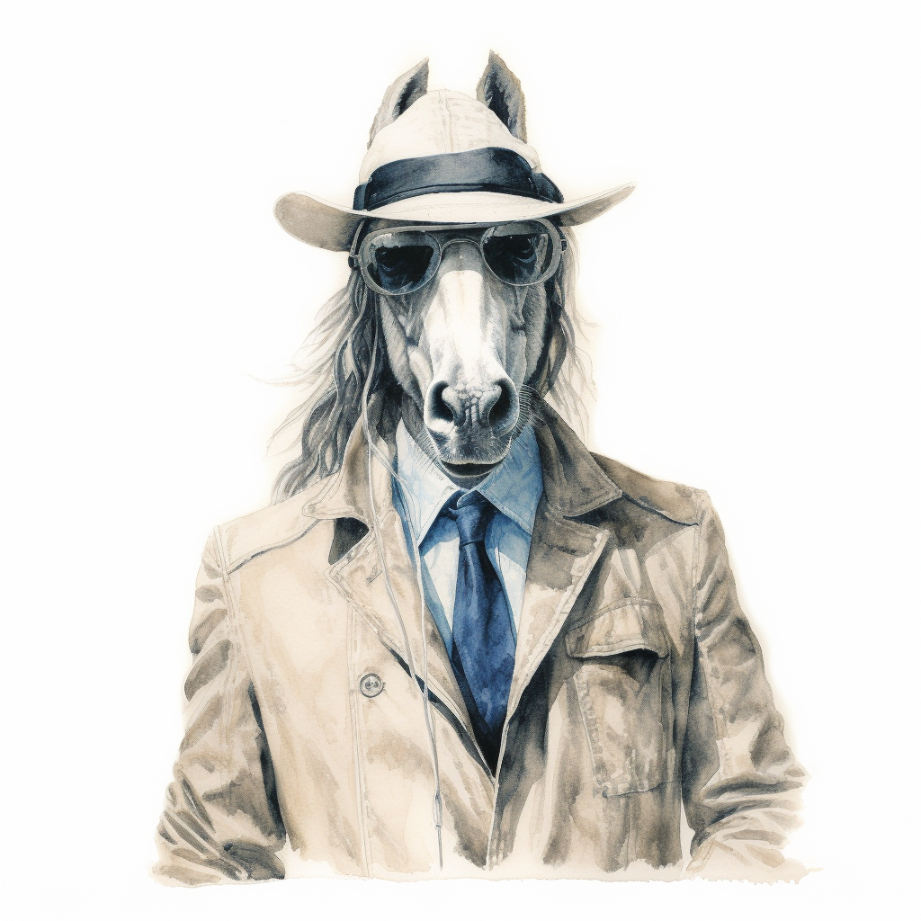 Funny horse dressed as a detective