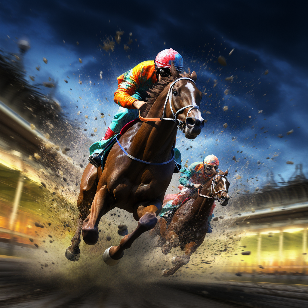 High-energy horse racing action