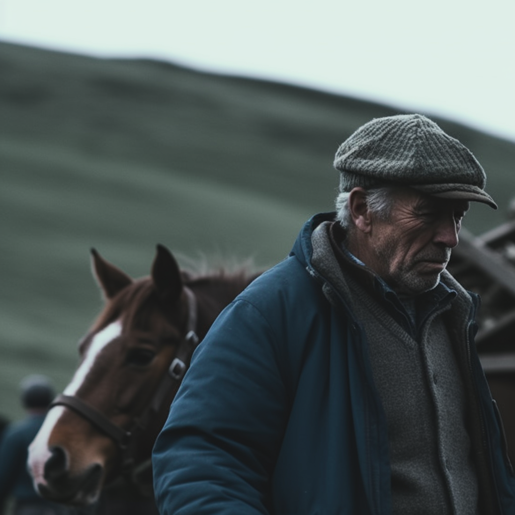 Man Sleeping with Blurred Horse in Background