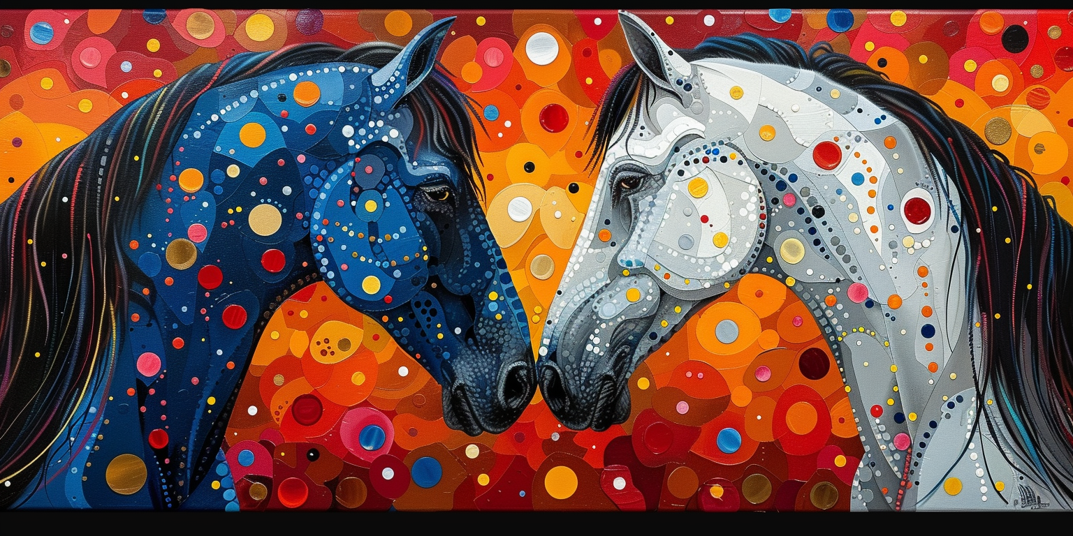 colorful hearts horses bright colors