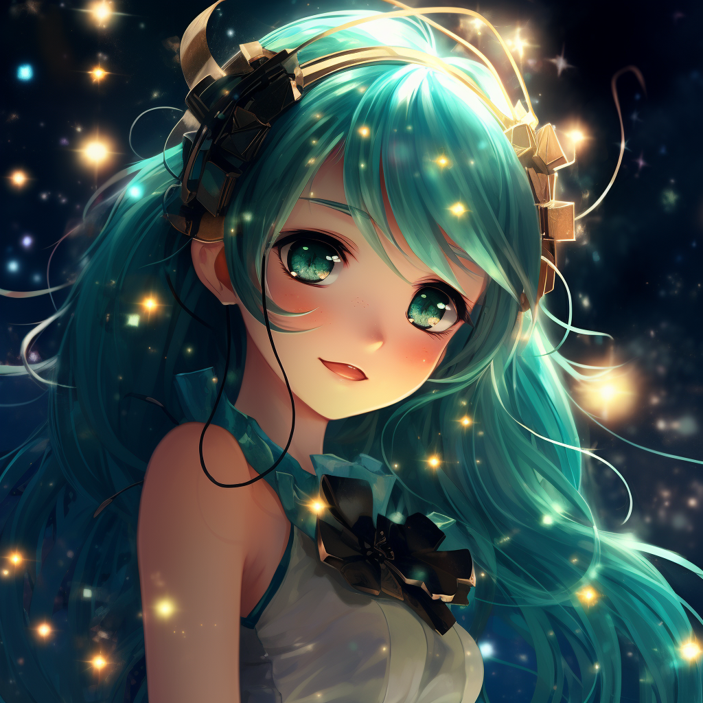 Hatstune Miku in Hoshino AI Style with Sparkling Pupil