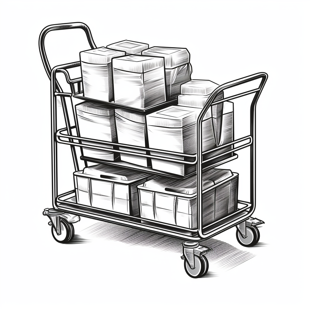 Sterilized Surgical Trays on Hospital Cart