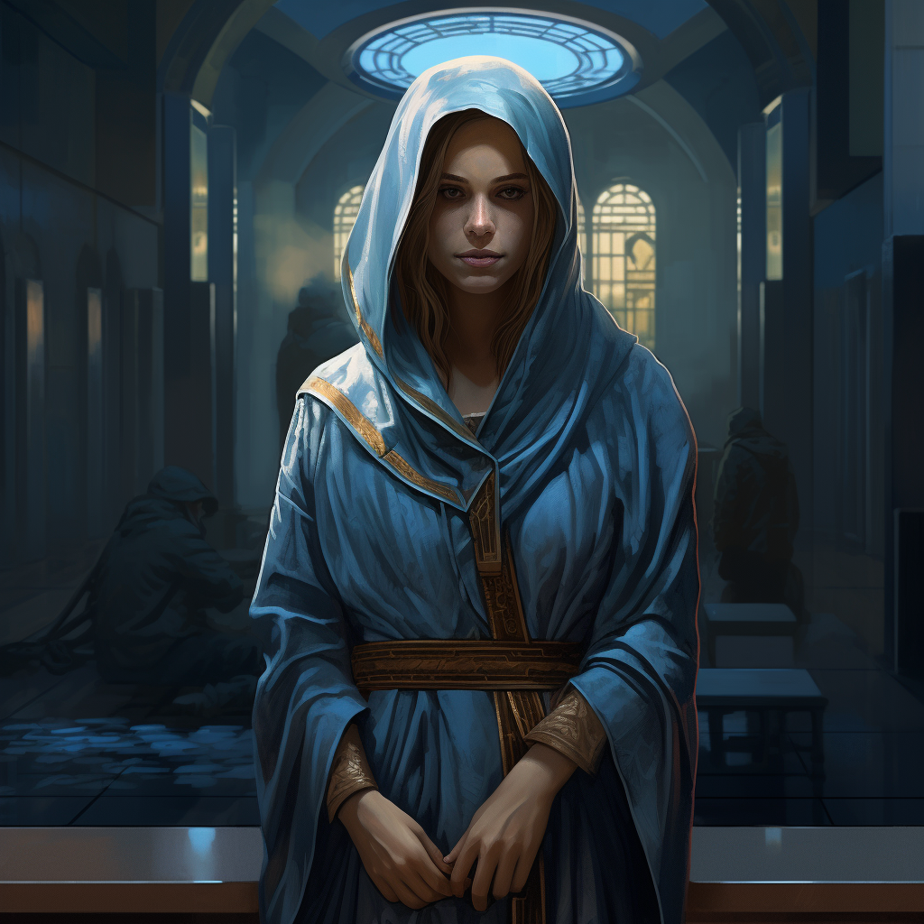 Female Magic Monk in ER Blue Scrubs