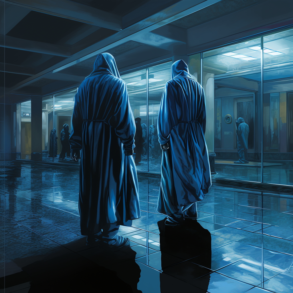 Two Magic Monks running in hospital ward