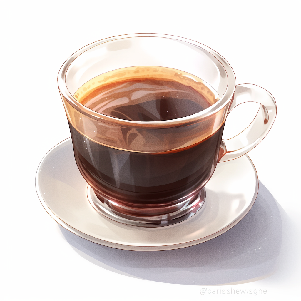 Photorealistic hot coffee in transparent cup