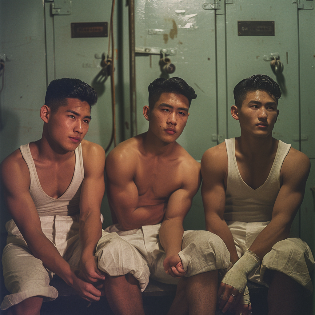 Filipino Chinese Men in Gym Locker Room