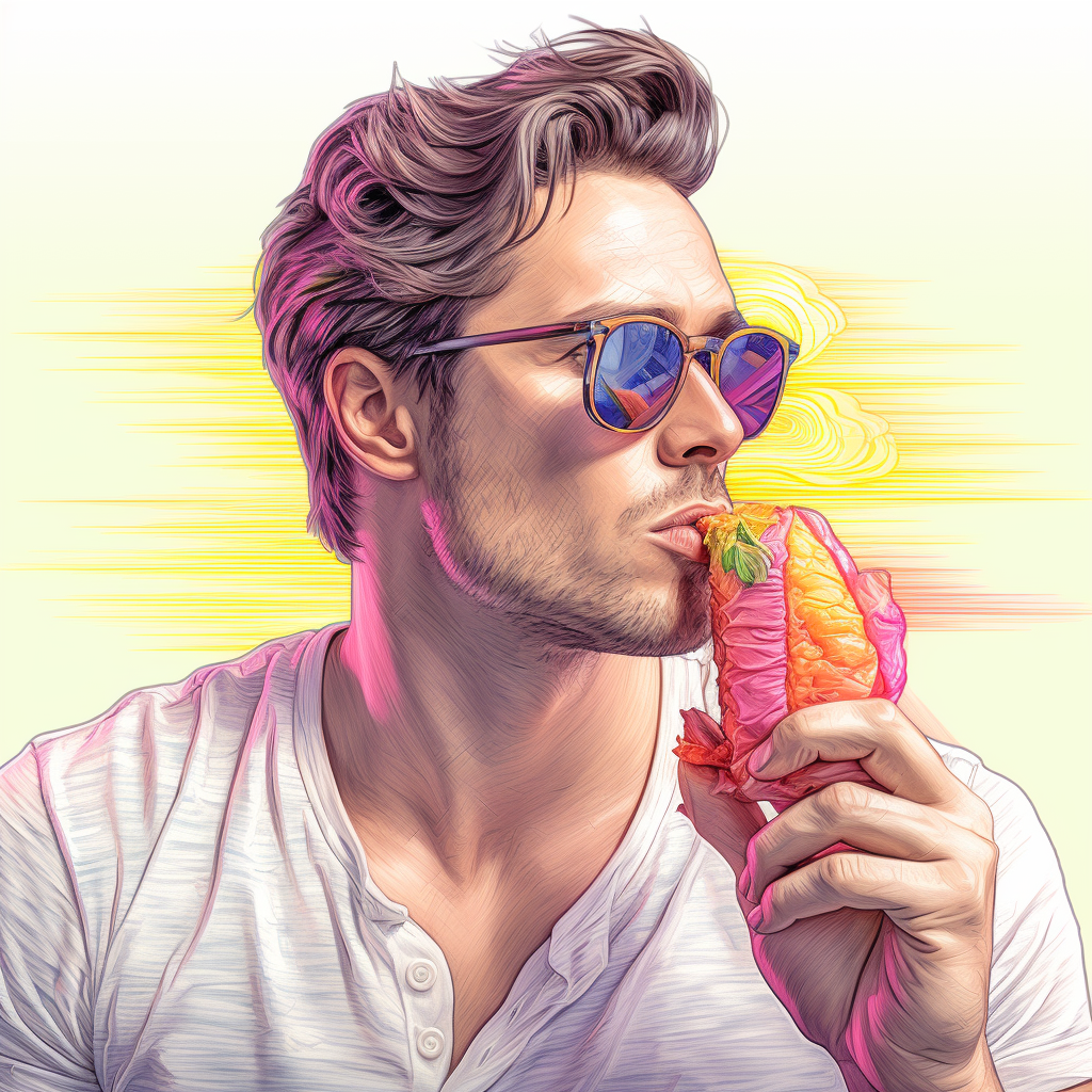 Attractive man enjoying popsicles