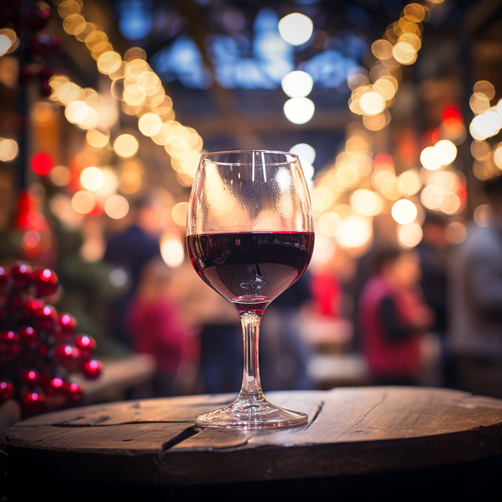 Hot red wine in Christmas market