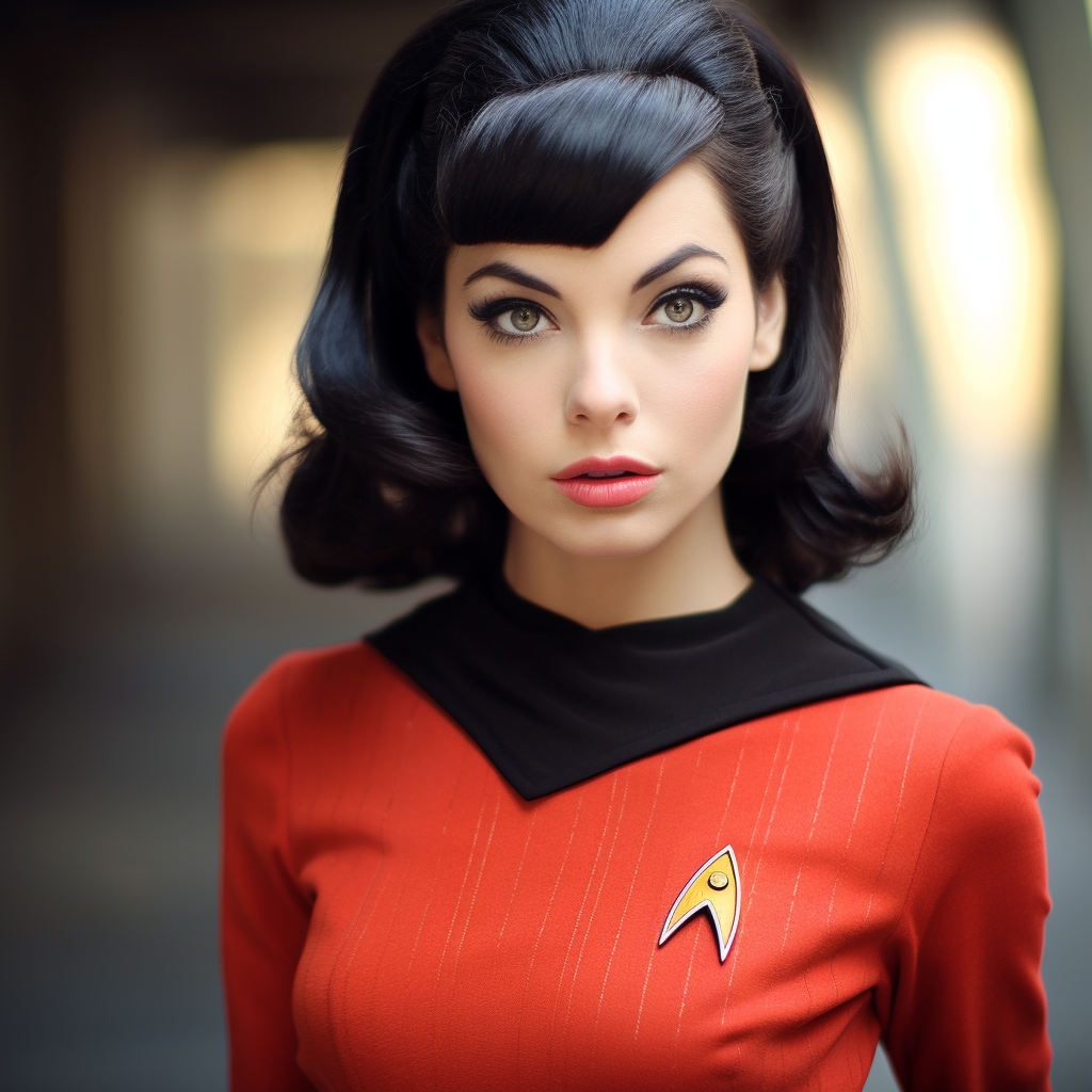 Attractive woman dressed as Star Trek character