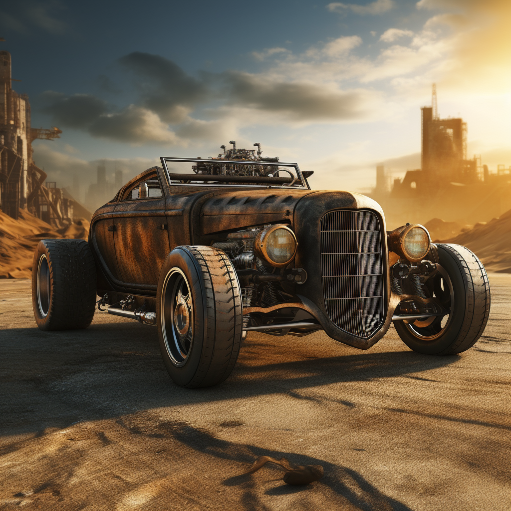 Hot Rod Cabrio in Post-Apocalyptic Setting