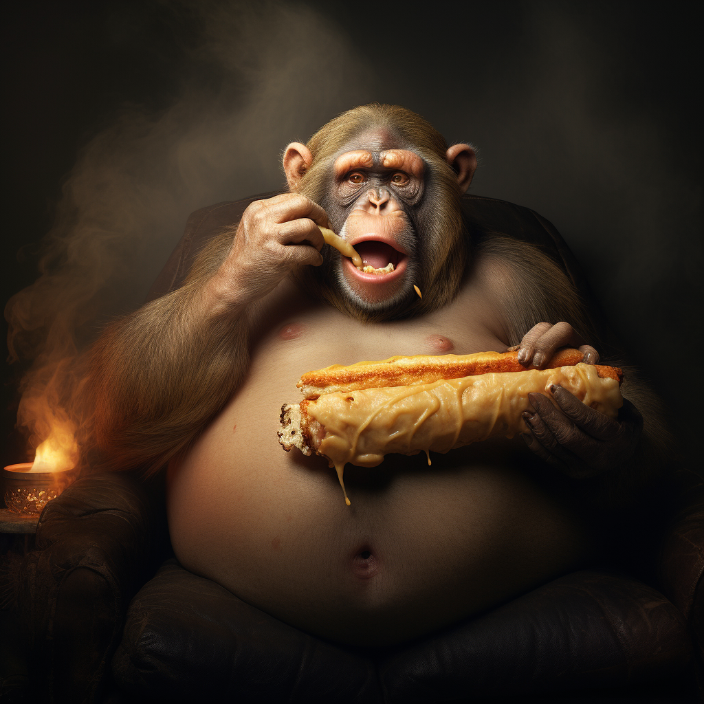 Funny Monkey Eating a Hotdog