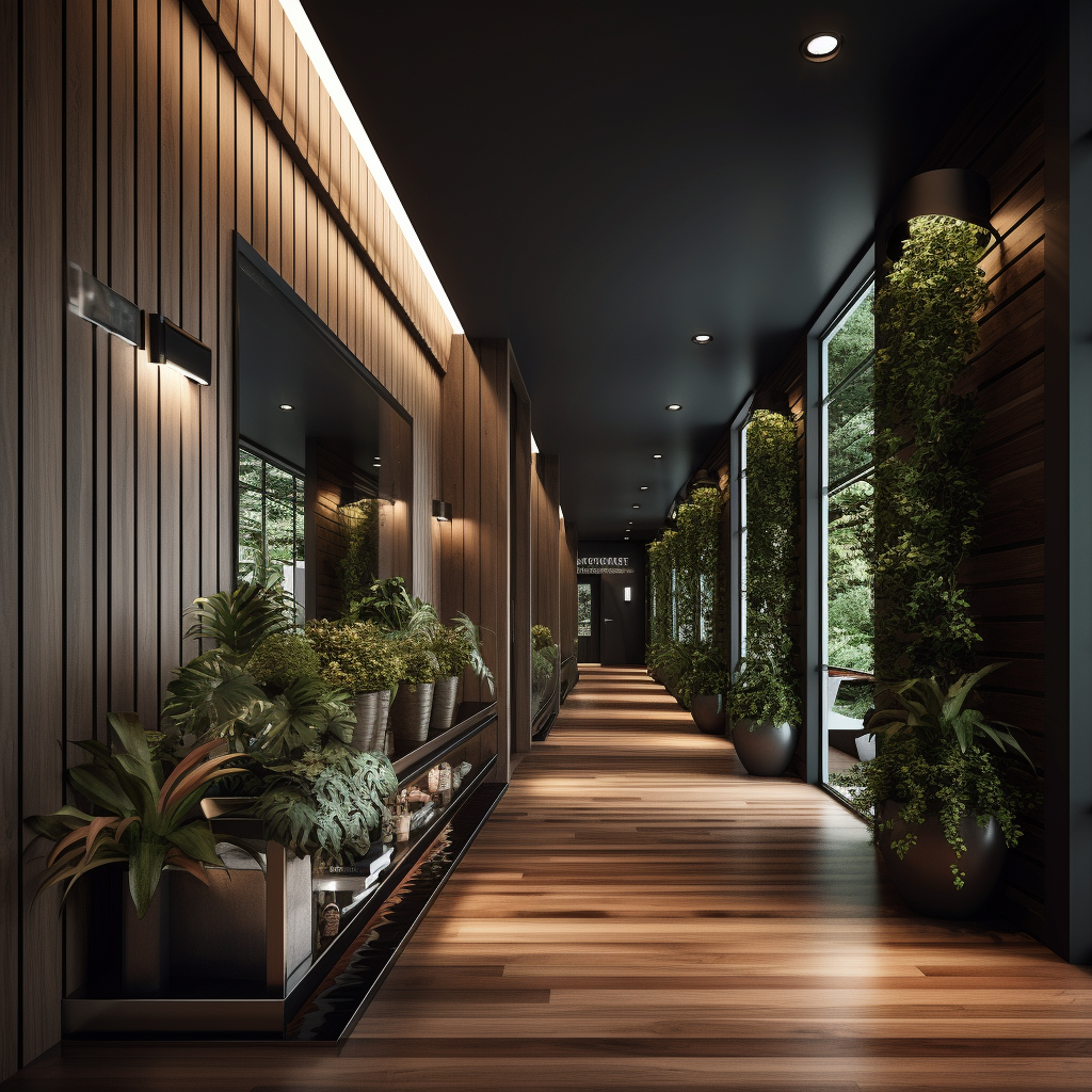 Hotel Hallway with Side by Side Rooms