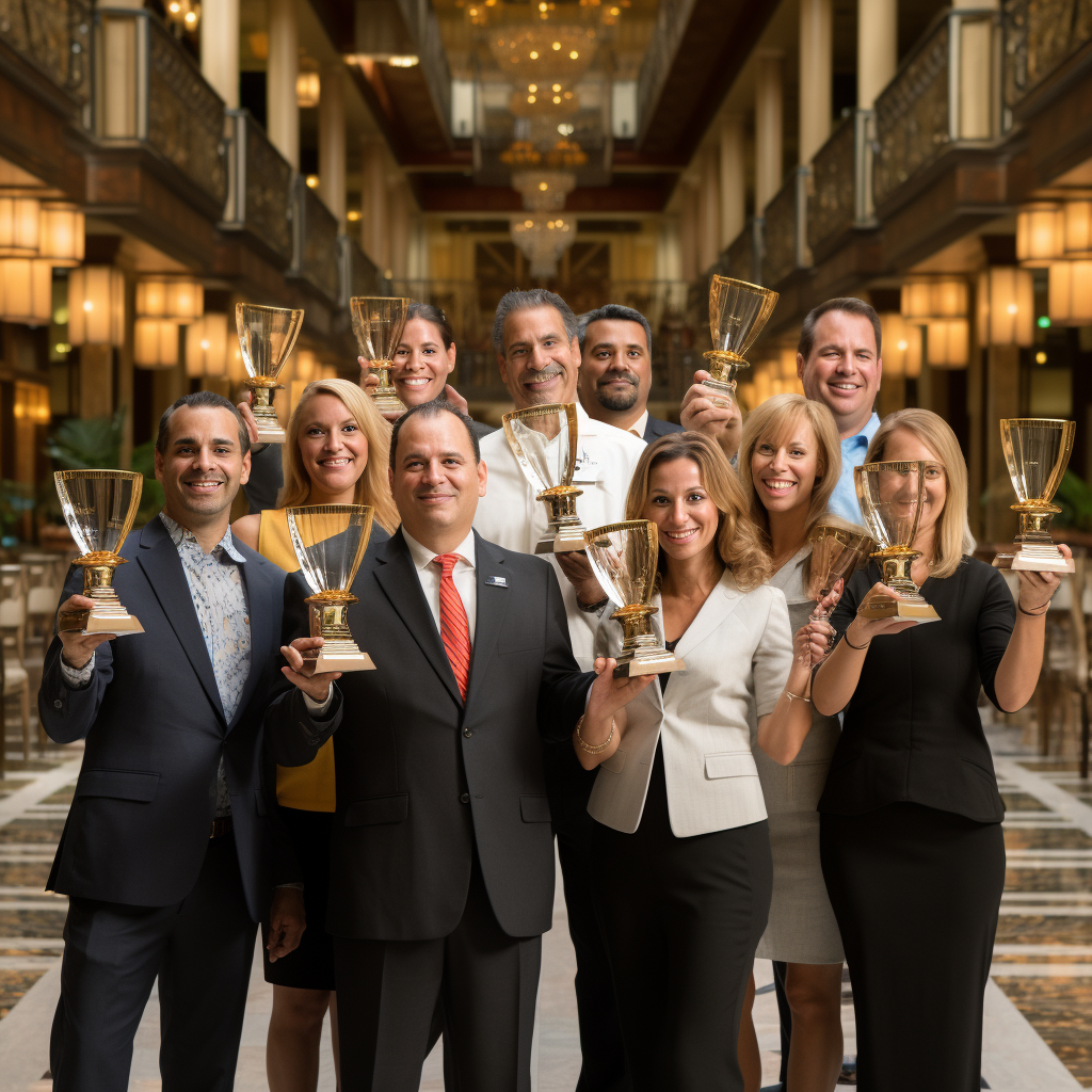 Hotel Sales Winners with Trophies