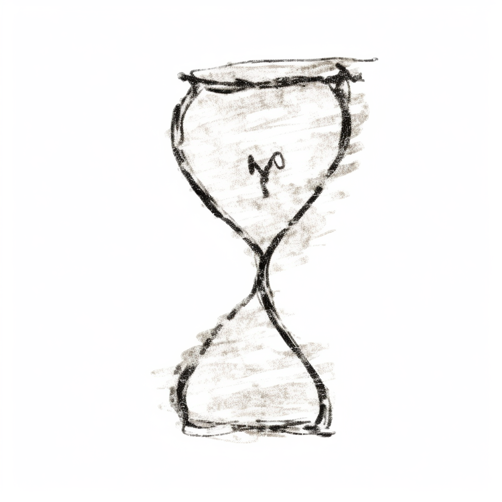 Hourglass sketch on white background