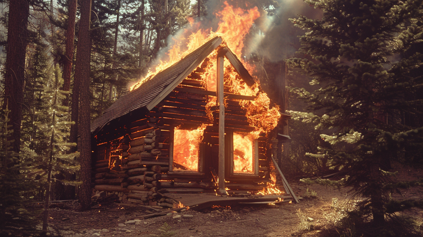 House Burning Forest Fire Cinematic Image