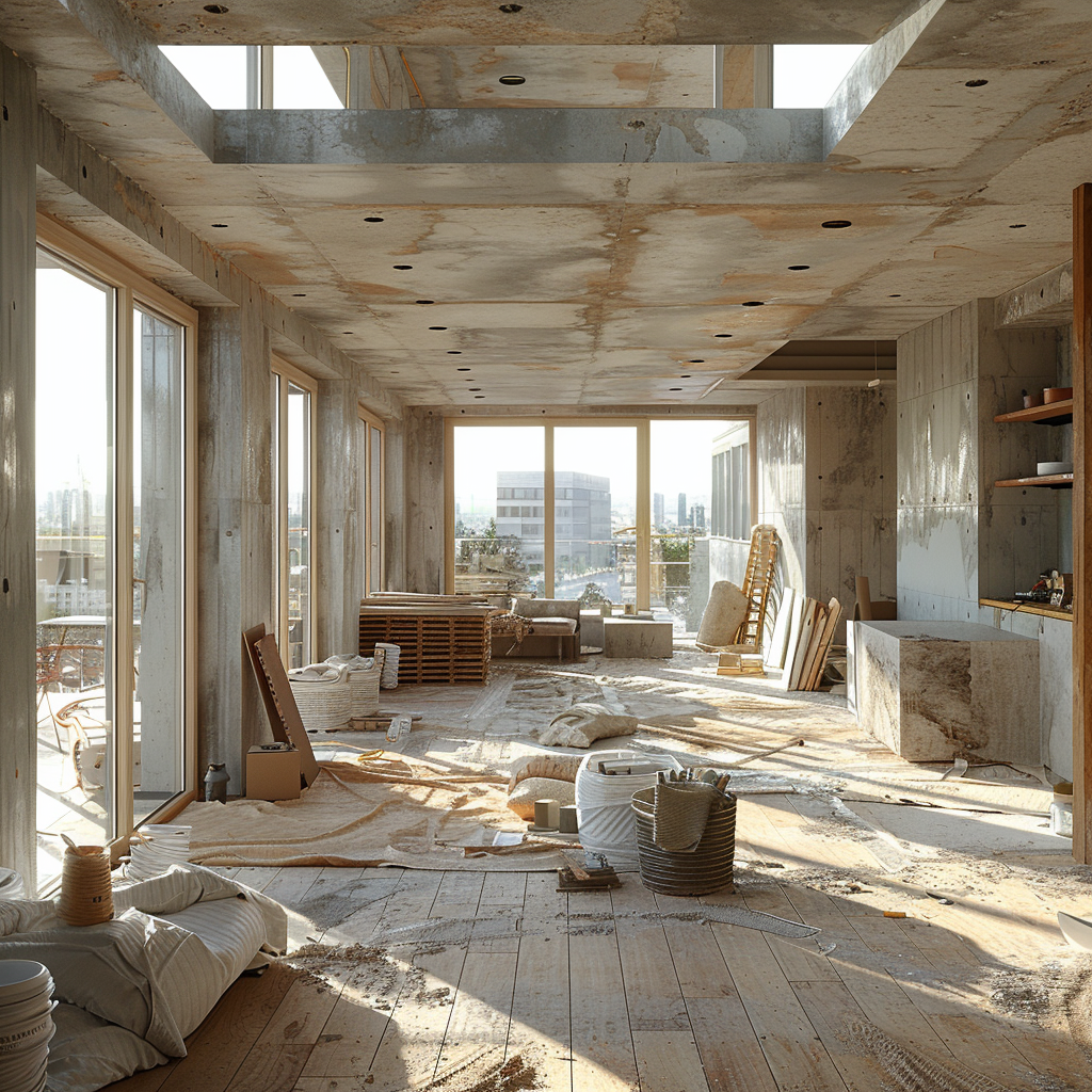 house under construction interior view