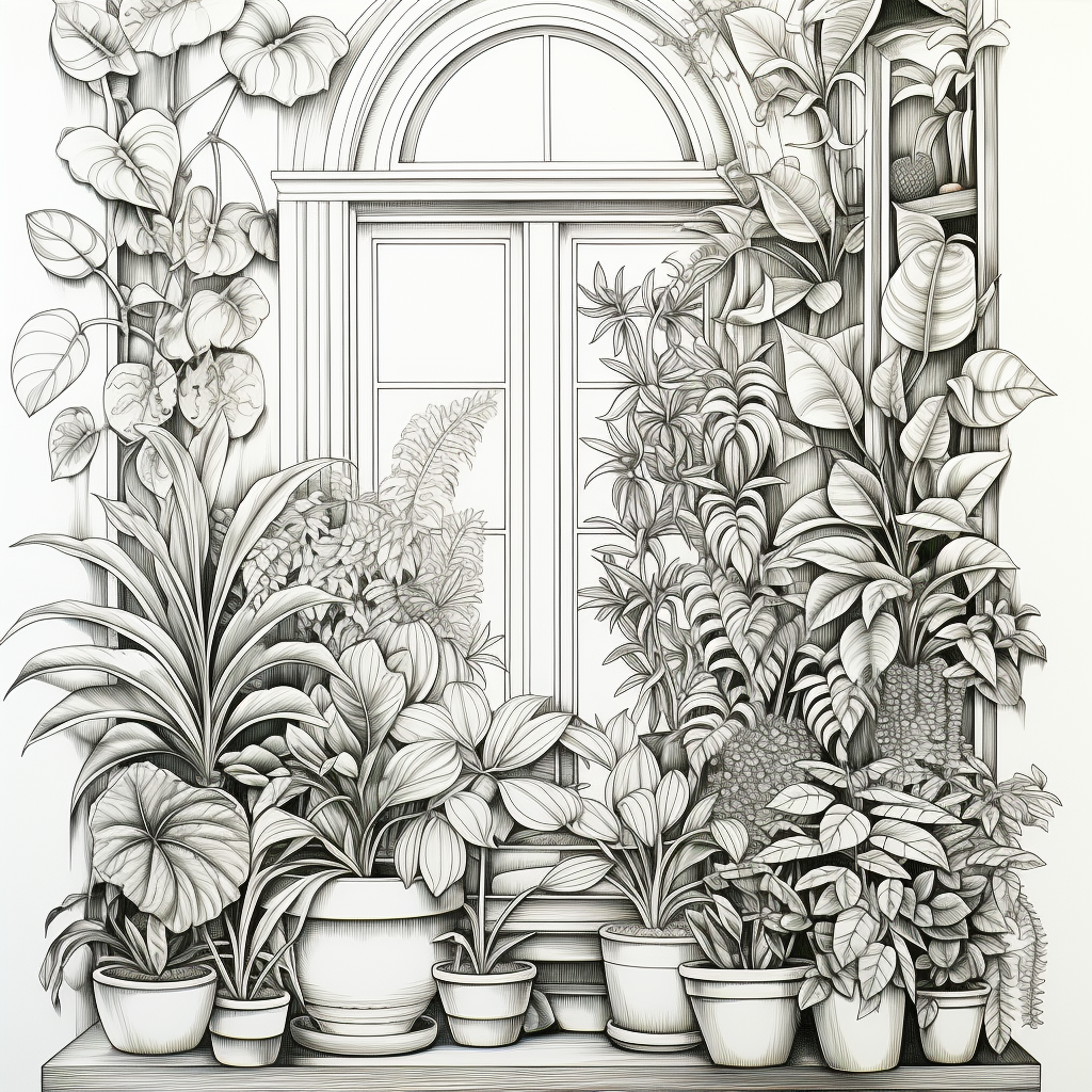 Beautiful houseplant coloring page