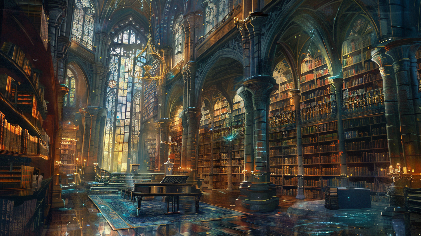 Huge Library in Medieval Style