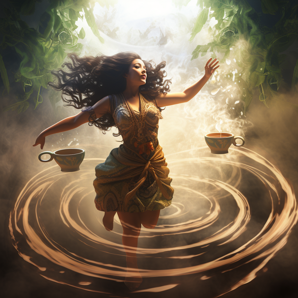 Hula girl dancing in steam