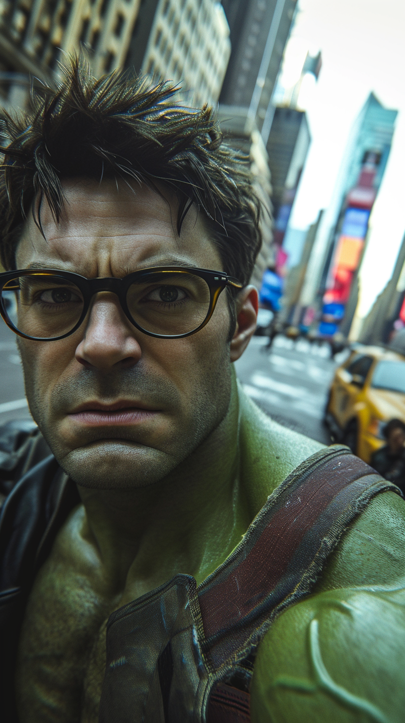 Hulk and Daniel Radcliffe in New York - Hyperealistic Selfie