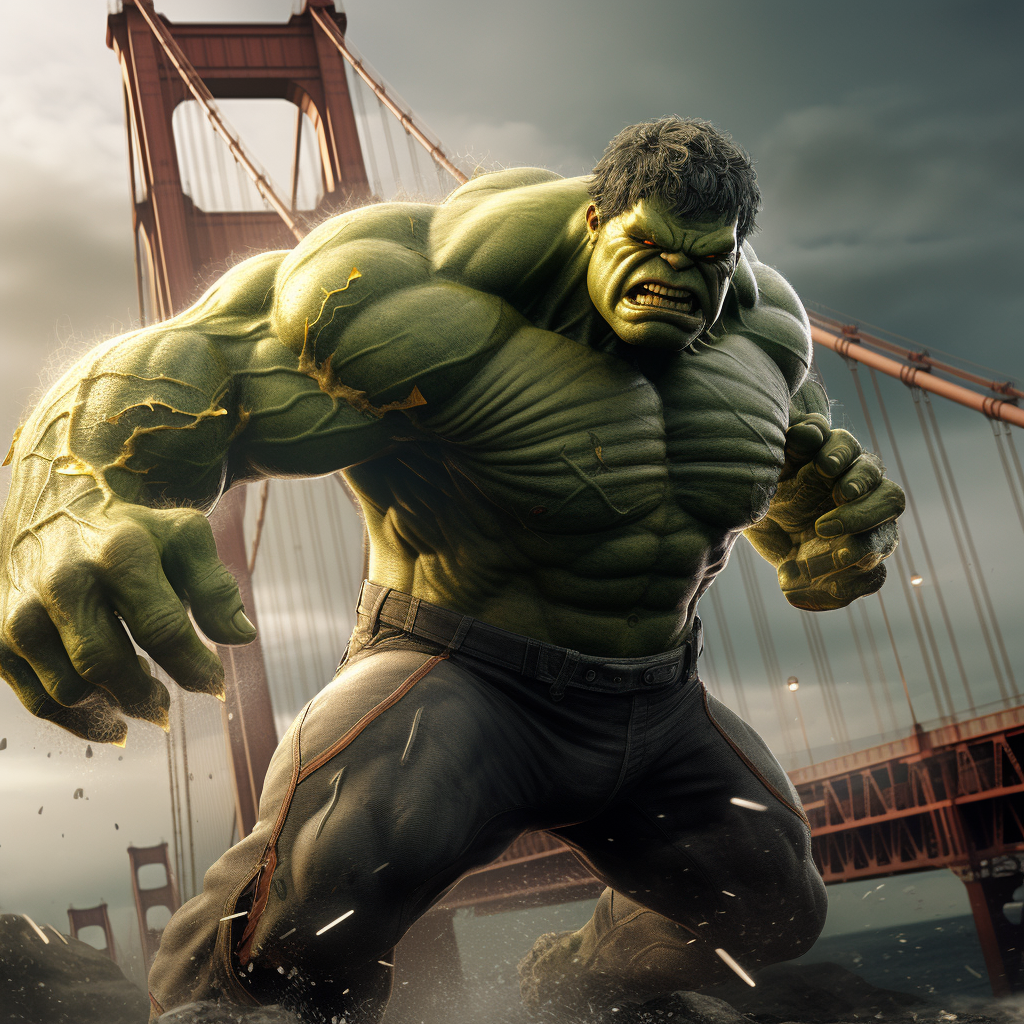 Hulk Wearing Greenbay Packers Uniform Breaking Bridge