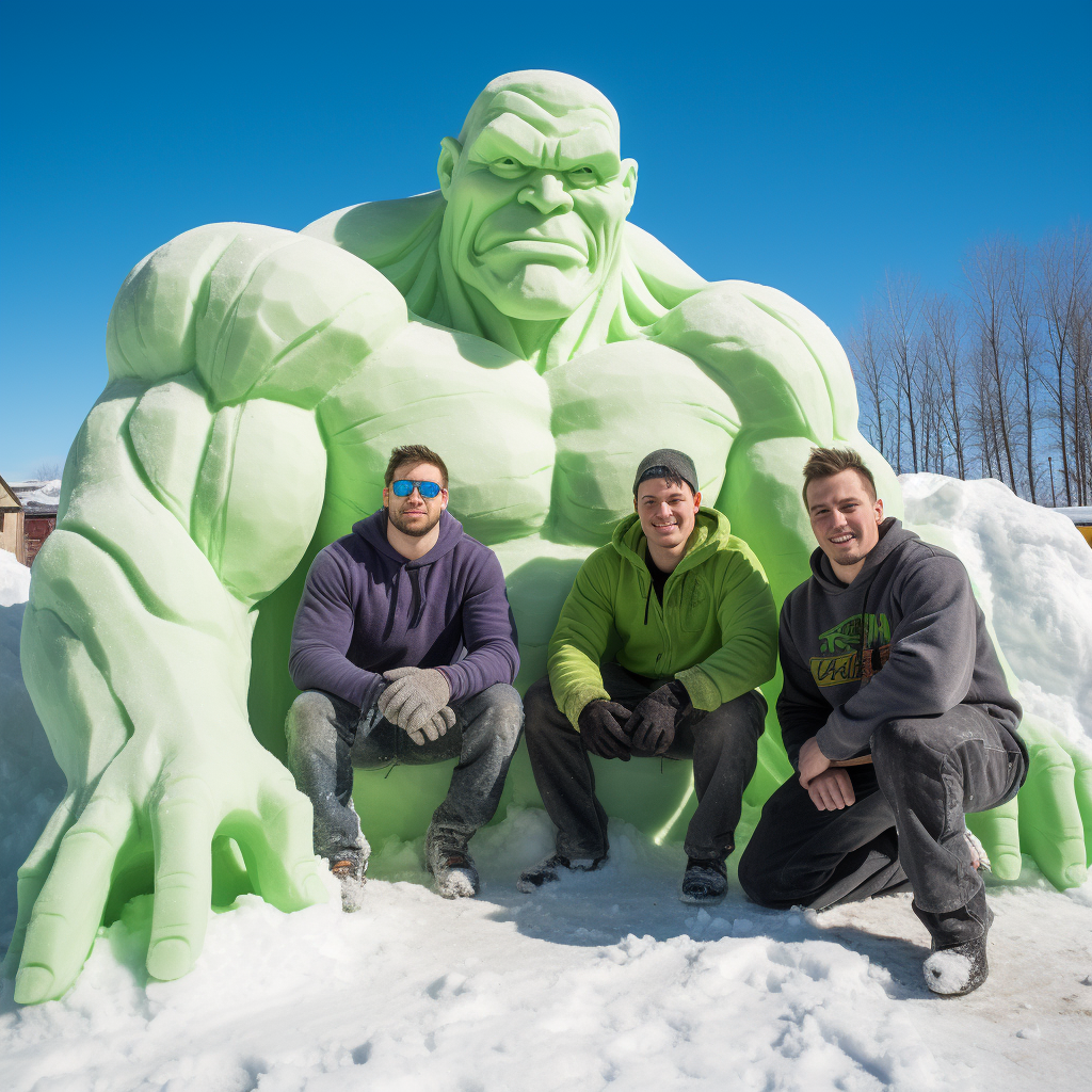 Hulk Snow Sculpture by 4 Proud Guys