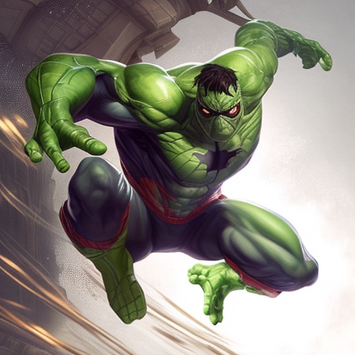 Hulk as Spider-Man Flying in Air