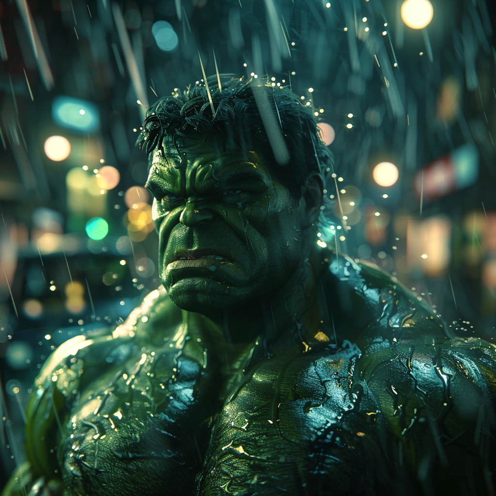 Hulk in Rain Portrait Illustration