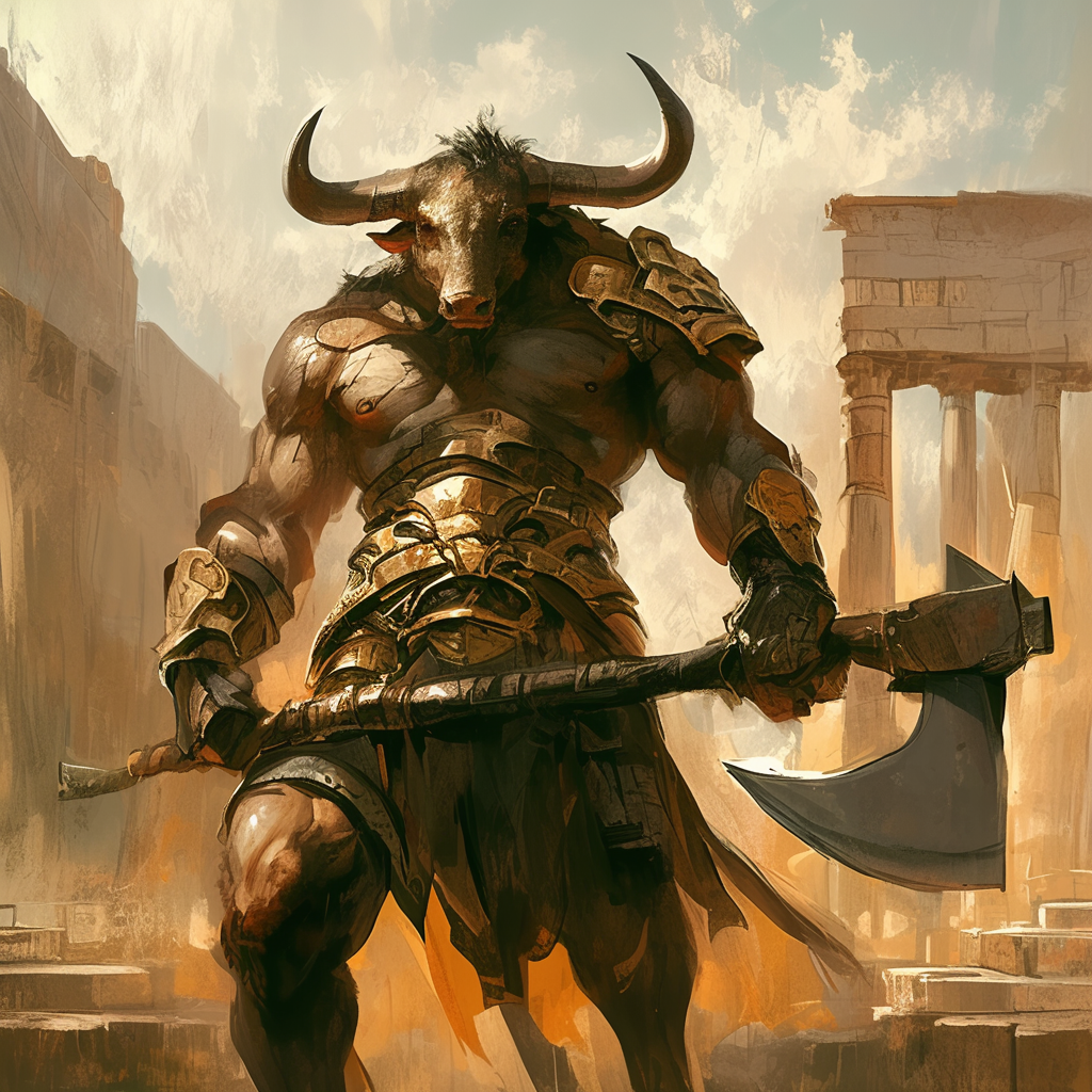 Bronze age minotaur with great axe