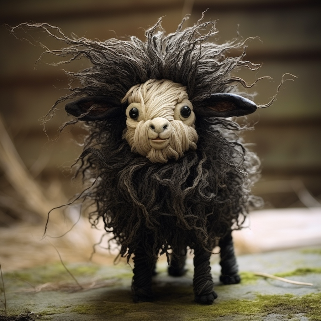 Unique hand-drawn human hair sheep