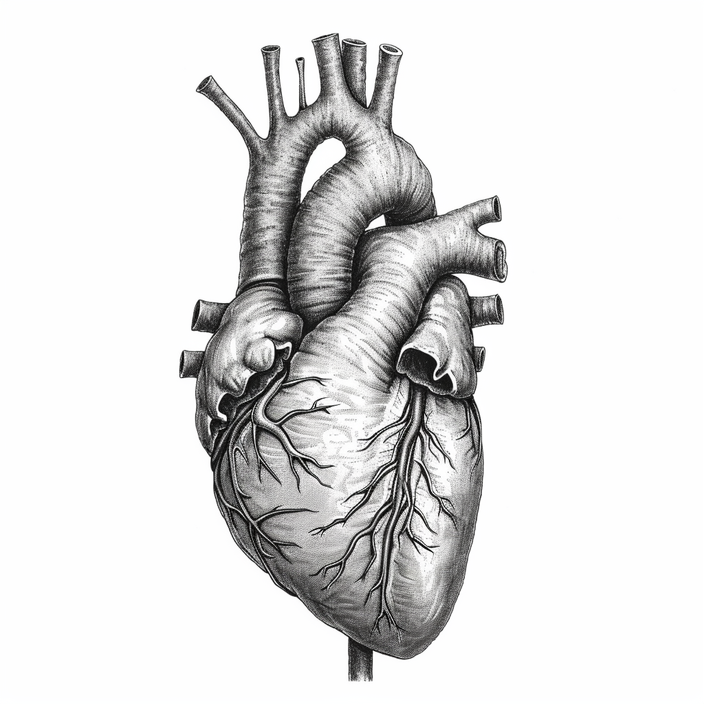 Human heart scientific illustration white background