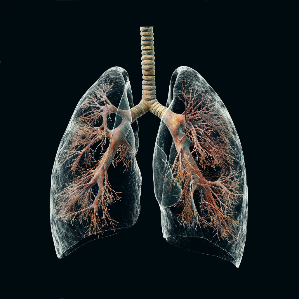 Human lungs on white background