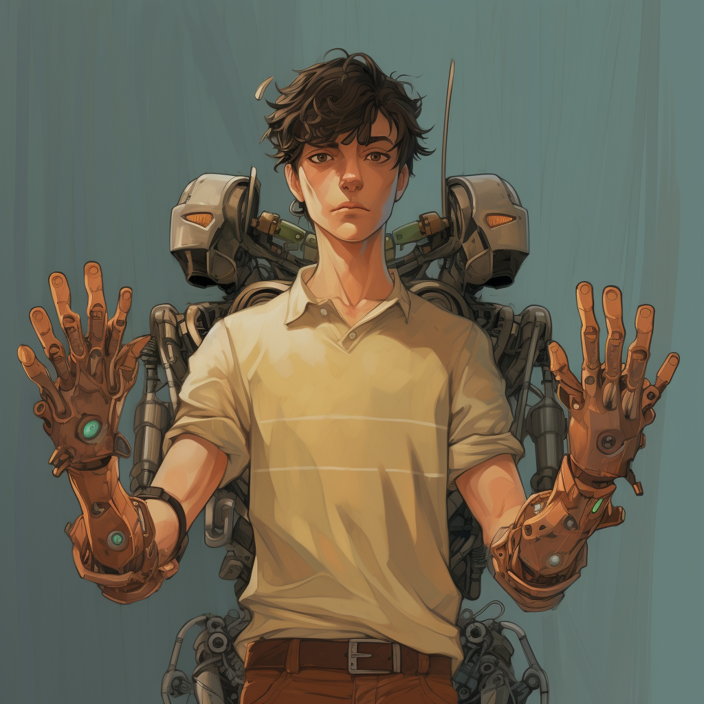 Human with Robot Arms - Ghibli Style