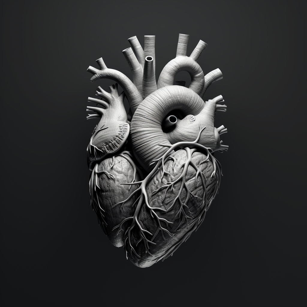 Black and white human heart