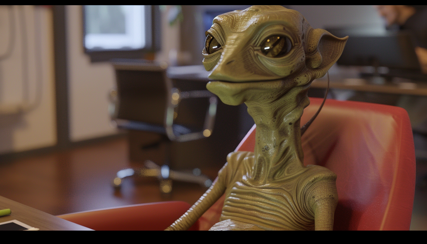 Alien Species in Boardroom Meeting