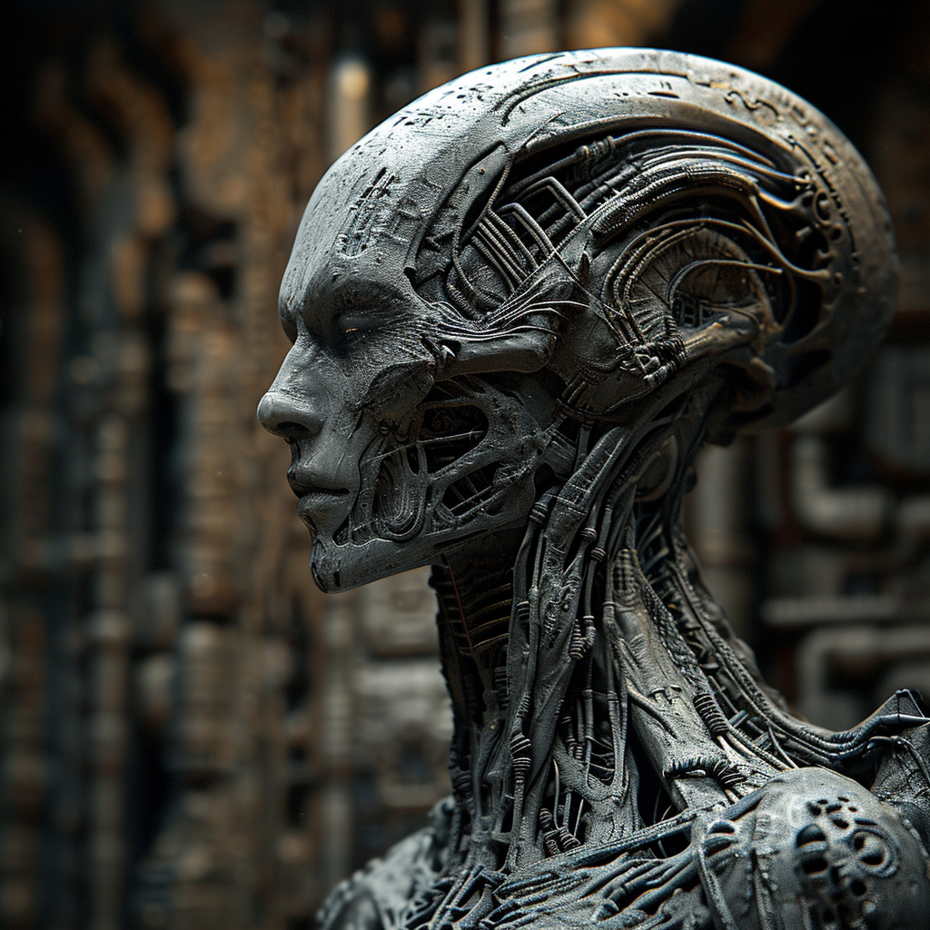 Detailed humanoid alien hybrid species artwork