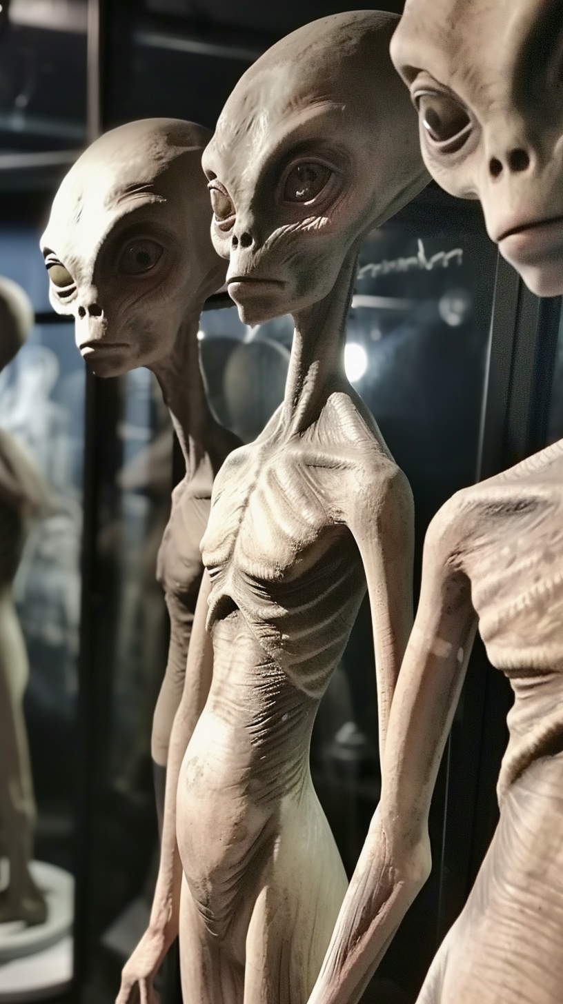 Image of humanoid aliens in secret lab