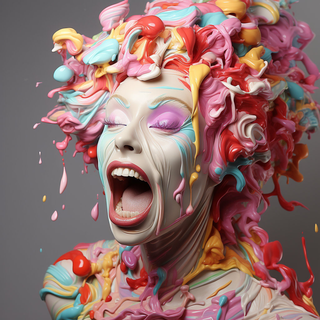 Colorful Humanoid Chewed Gum Woman