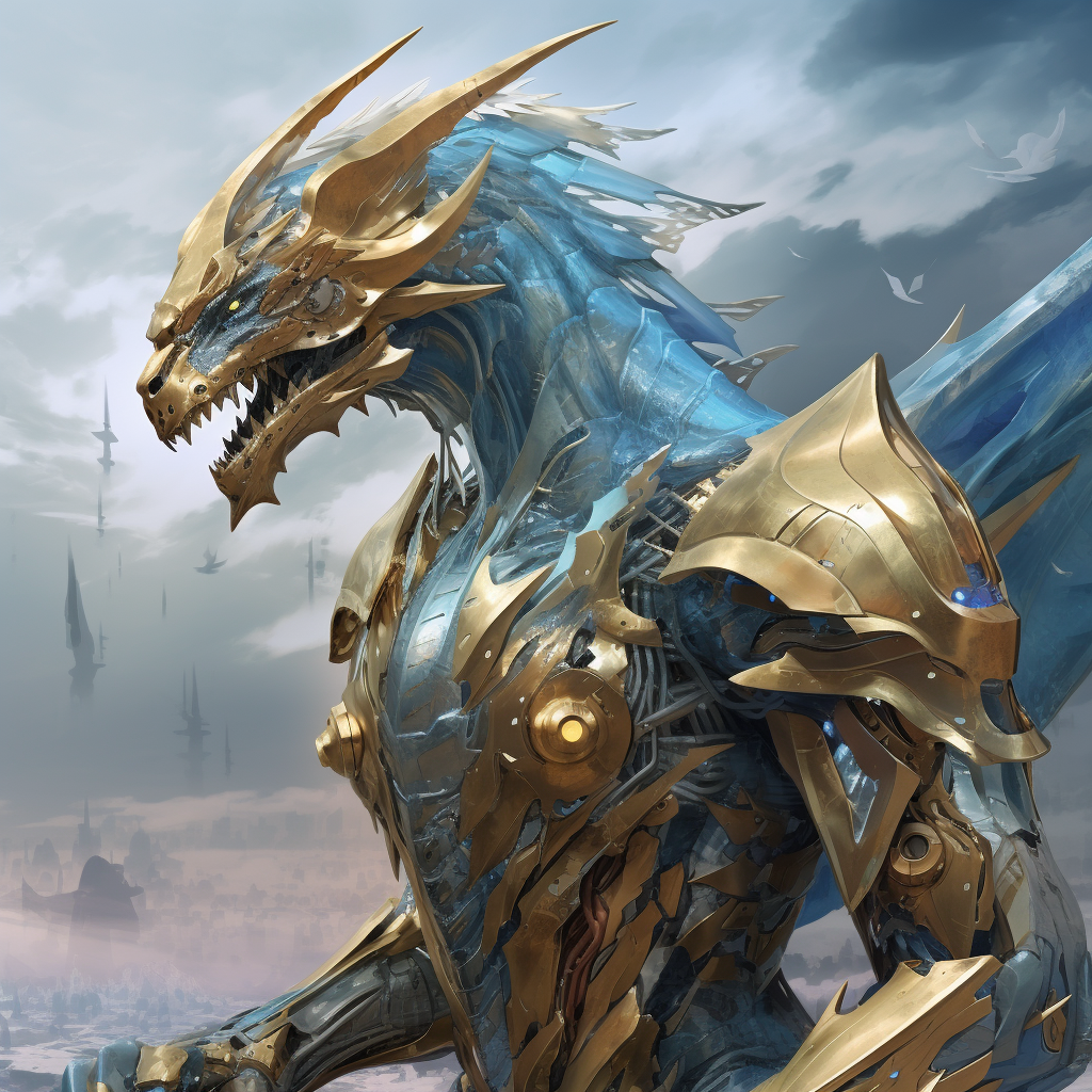 Illustration of a powerful humanoid dragon