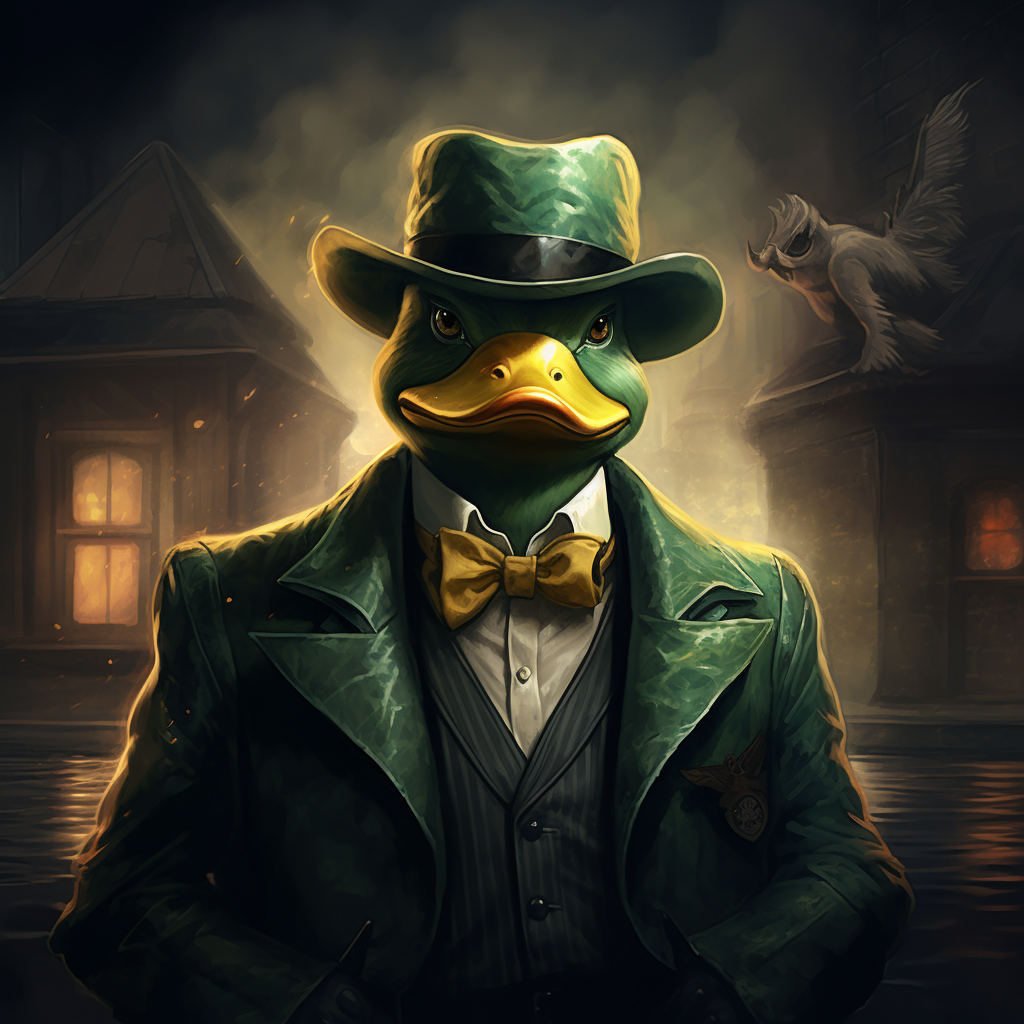 Humanoid duck detective in noir