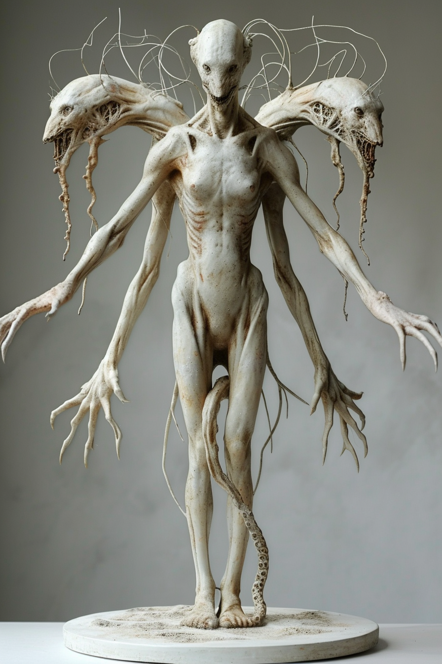 Humanoid with 3 Heads and 5 Eyes