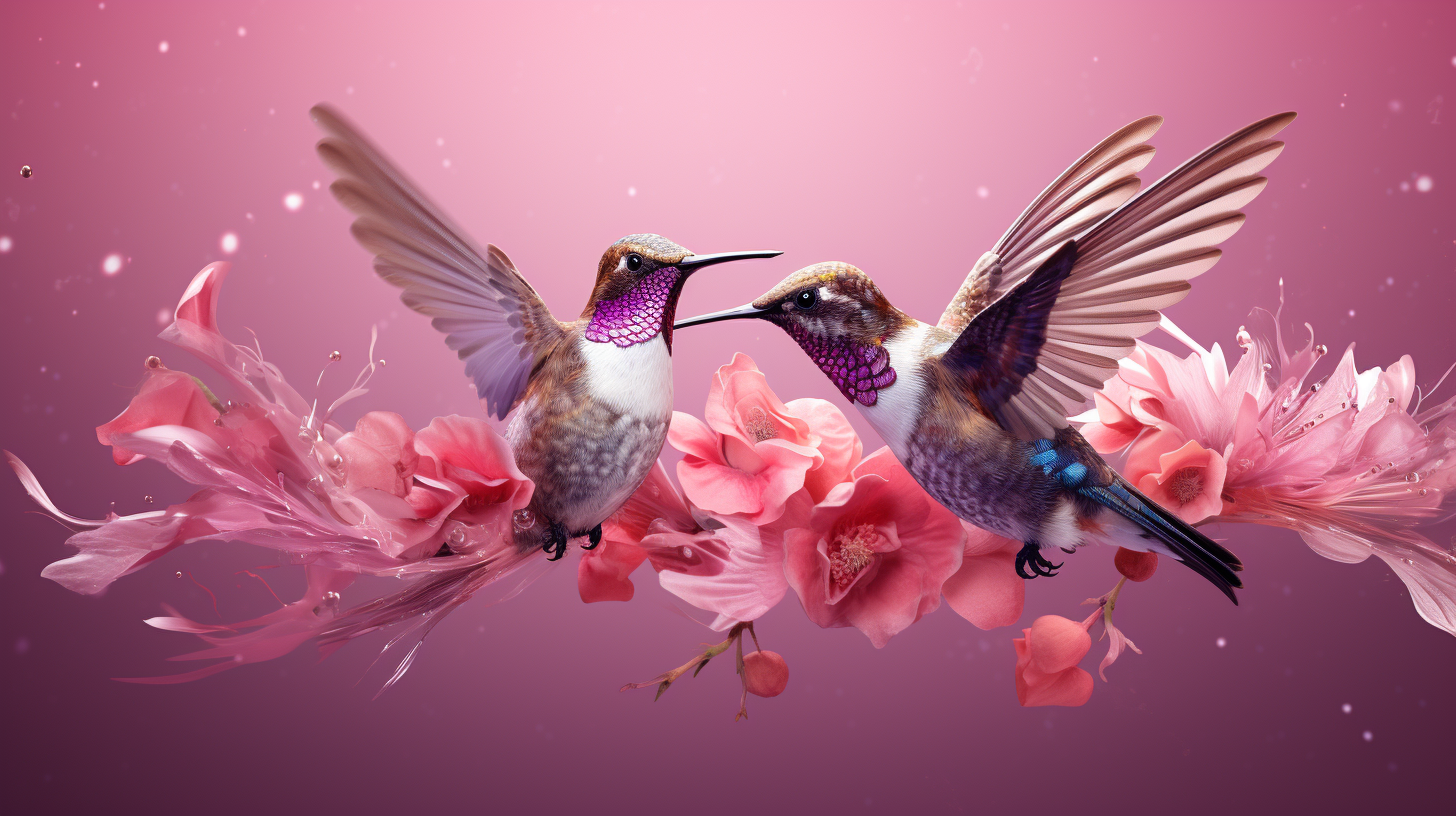 Romantic Humming Birds in Pink Colors